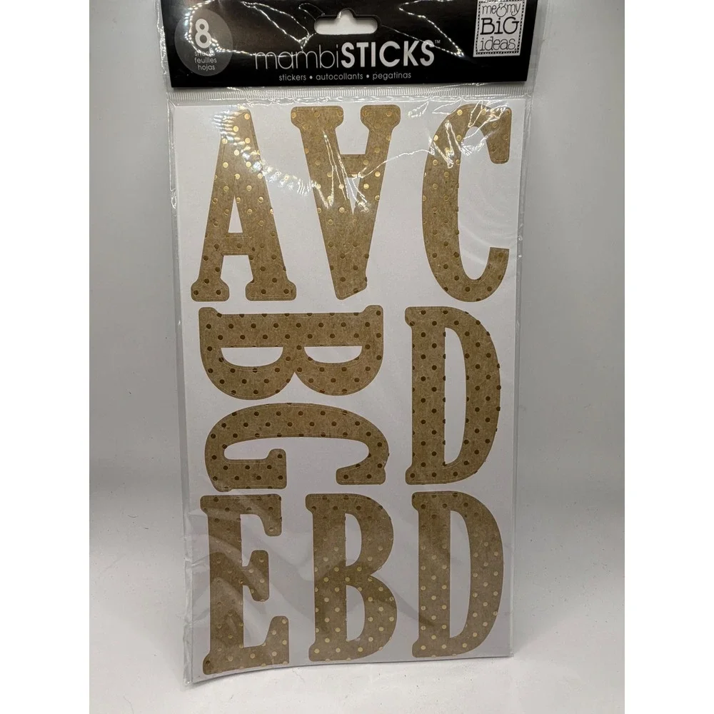 Mambi STICKS‎ Gold Polka Dot Letter Stickers 8 Sheets STL-59 me & my BIG ideas
